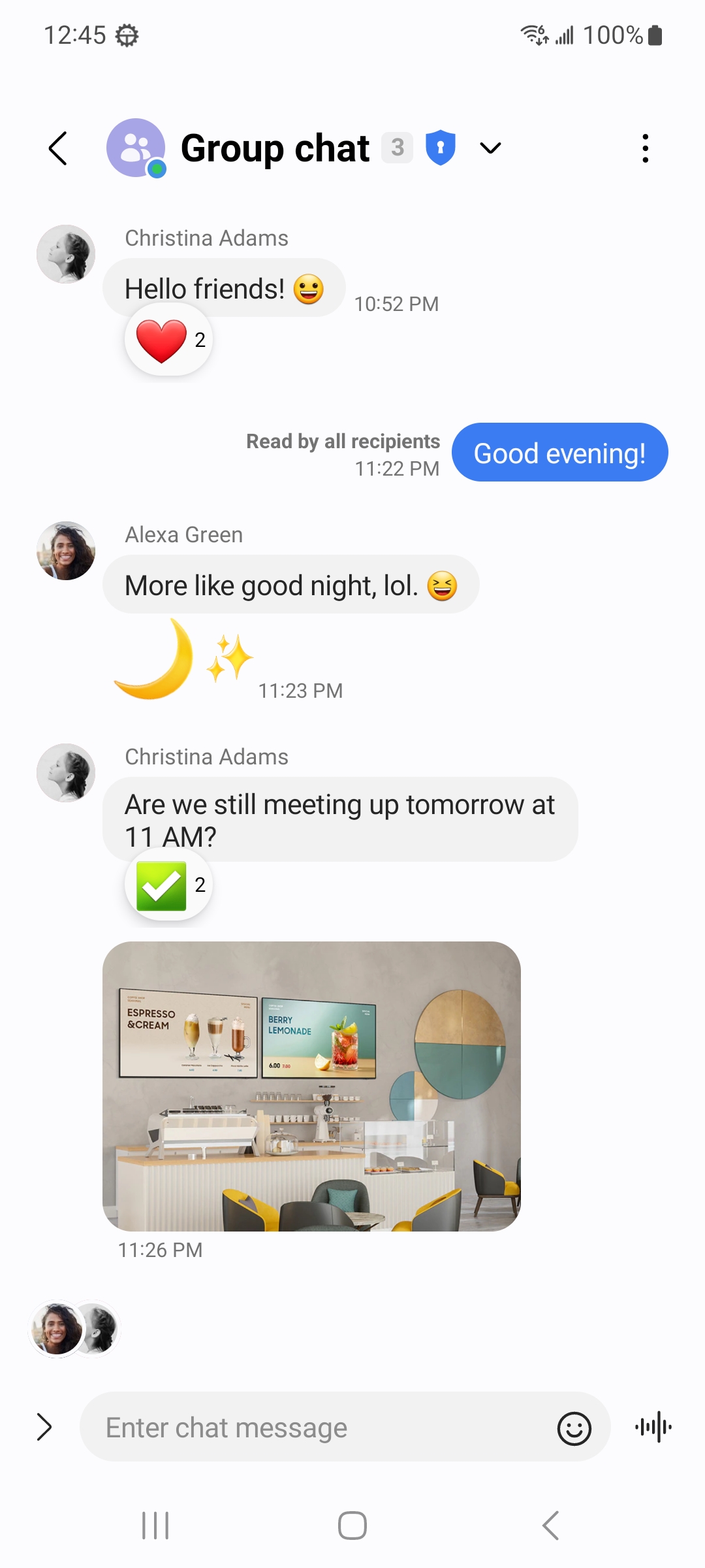 An OzarksMade RCS group chat on a phone